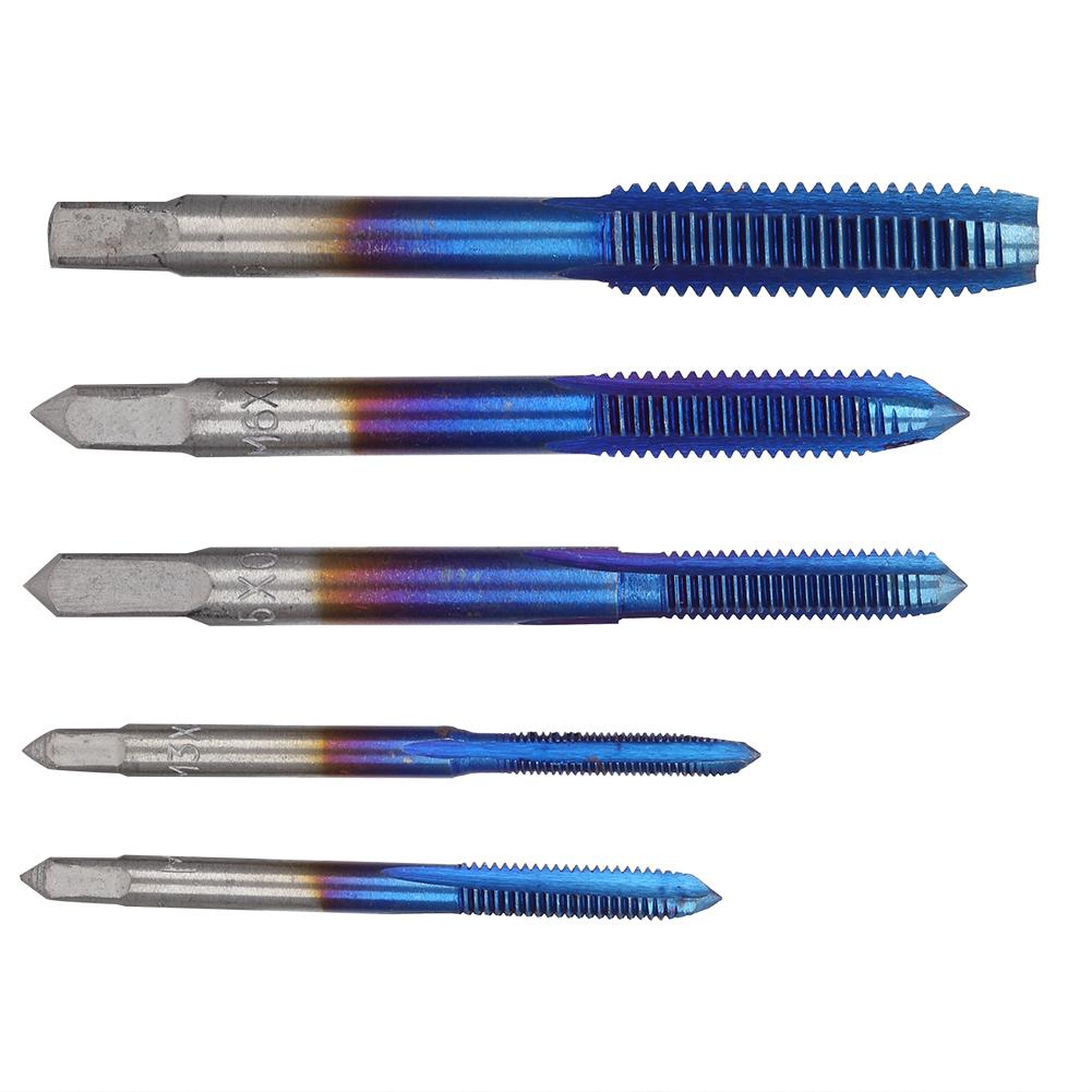 

Набор из 5 ручных метчиков для резьбы из быстрорежущей стали M3 M4 M5 M6 M8 (С синим покрытием)