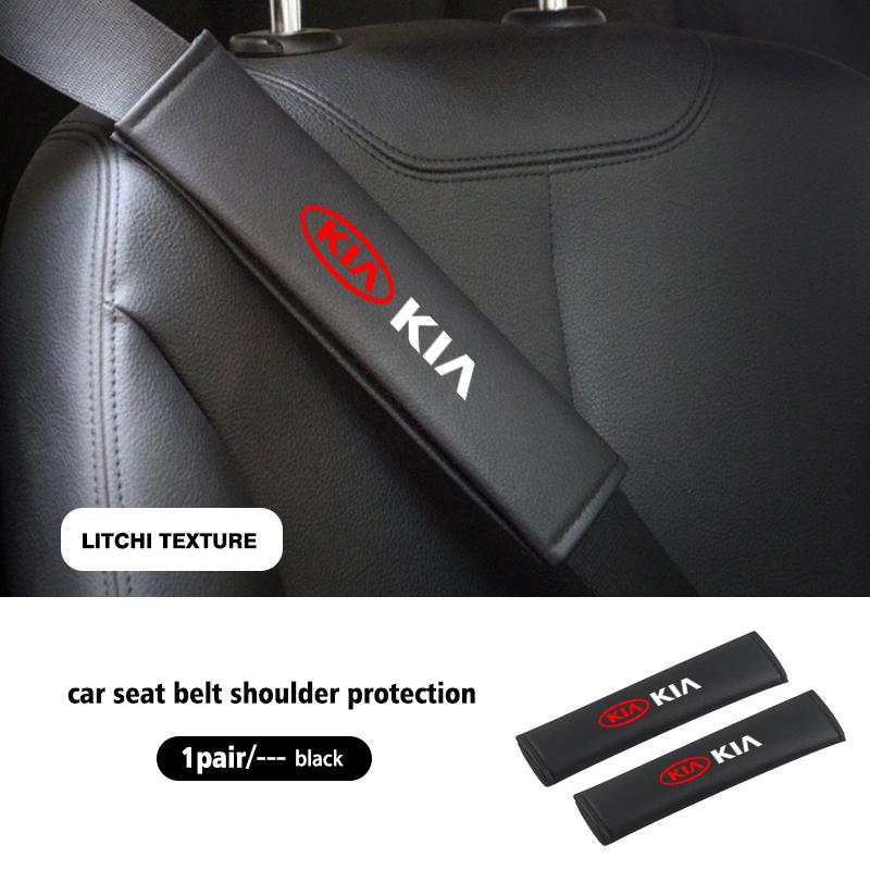 For KIA Car Seat Belt Leather Safety Shoulder Cover Protection Pad Ceed Sportage Rio K5 K2 Optima Cerato Venga Sedona