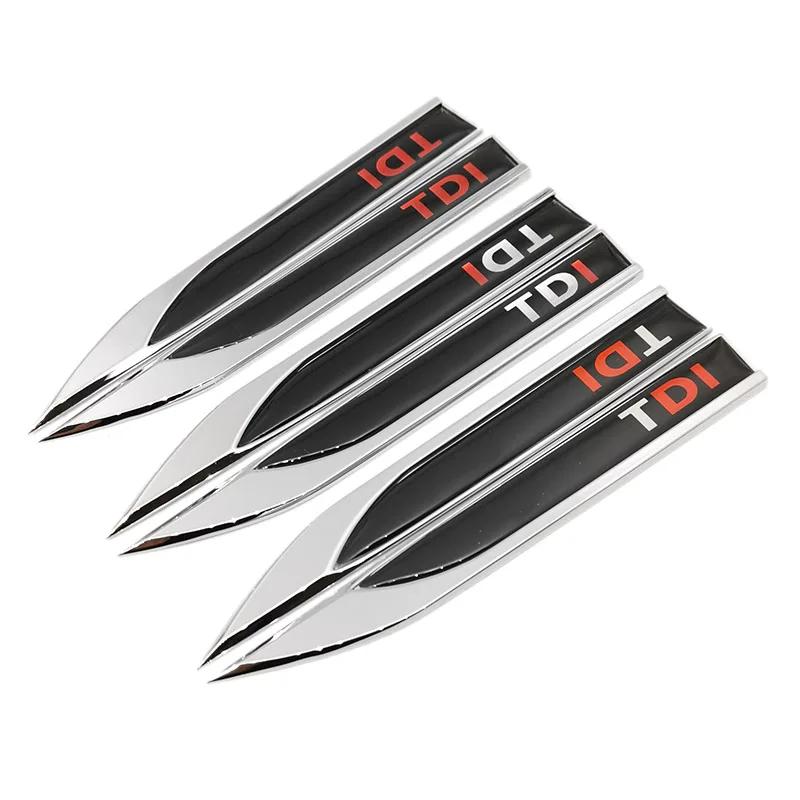 AABIP1 1Pair 3D Metal Epoxy TDI Logo Badge Car Sticker Auto Accessories Fender Emblem Decal For Volkswagen Polo Golf 6 Passat B6 T5 TSI