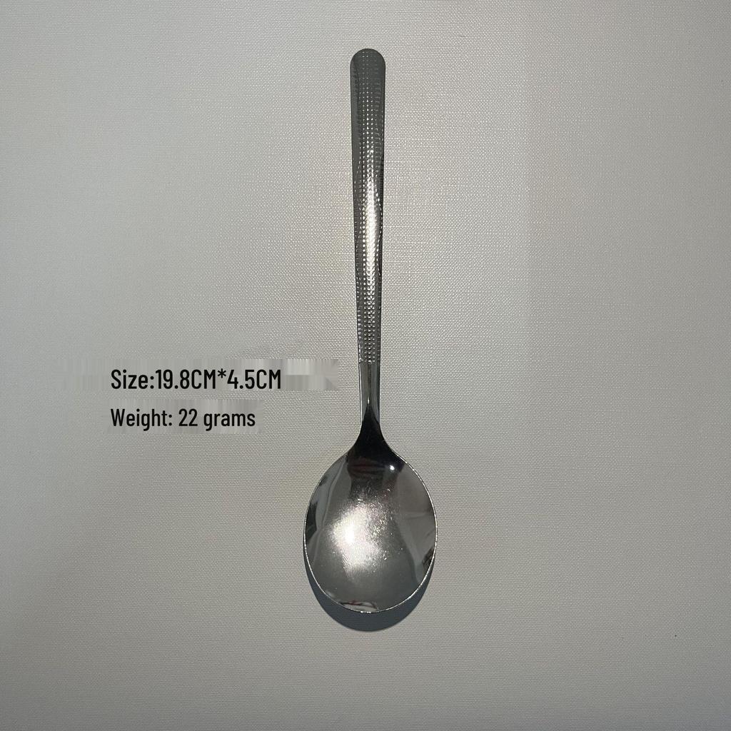 Stainless Steel Hammered Long-Handle Spoon, Stylish Western Cuisine Soup & Teaspoon for Adults