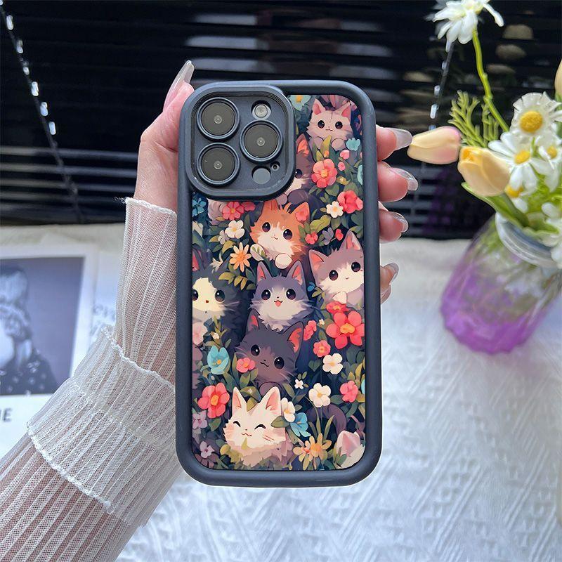 Flower Crow Cat iPhone17Promax Mobile Phone Case Ladder Applicable To Apple 16promax All-Inclusive Sky Eye 15 Sets