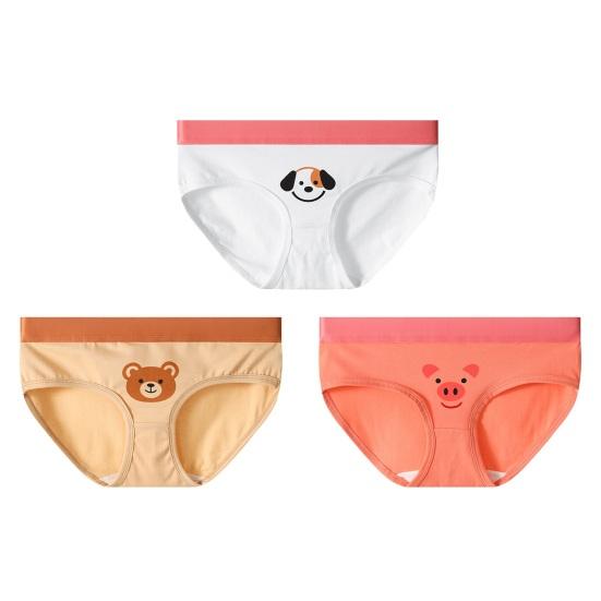 Women's Cotton Underwear Cute Cartoon Bear Print Low Rise Panties Breathable Soft Stretch Cheeky Briefs