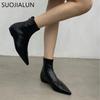 Fashion SUOJIALUN 2025 Winter New Women Ankle Boots Fashion Med Wedge Heel Ladies Casual Short Boot Shoes Soft Leather Martin-Boots