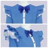 Maid Dress Blue And White Ruffled Bow Long Lolita Dress Red Double Ponytail Curly Wig Cosplay Halloween-themed Party Costume