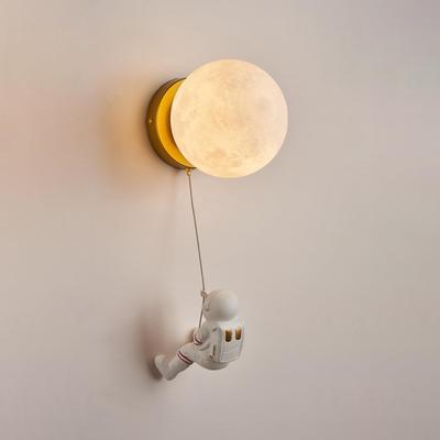 Chikazari LED E26 Wall Light, Iron Moon Light, Nordic Modern, Ambient Lighting, Astronaut Design, Retro, Antique, Stylish, Bedside Lighting