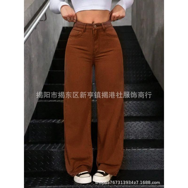 

Майяр коричневые кофейные брюки женские весенне-осенние с высокой посадкой узкого кроя прямая труба маленькие осенние джинсы женские 2XL recommends 140-80kg