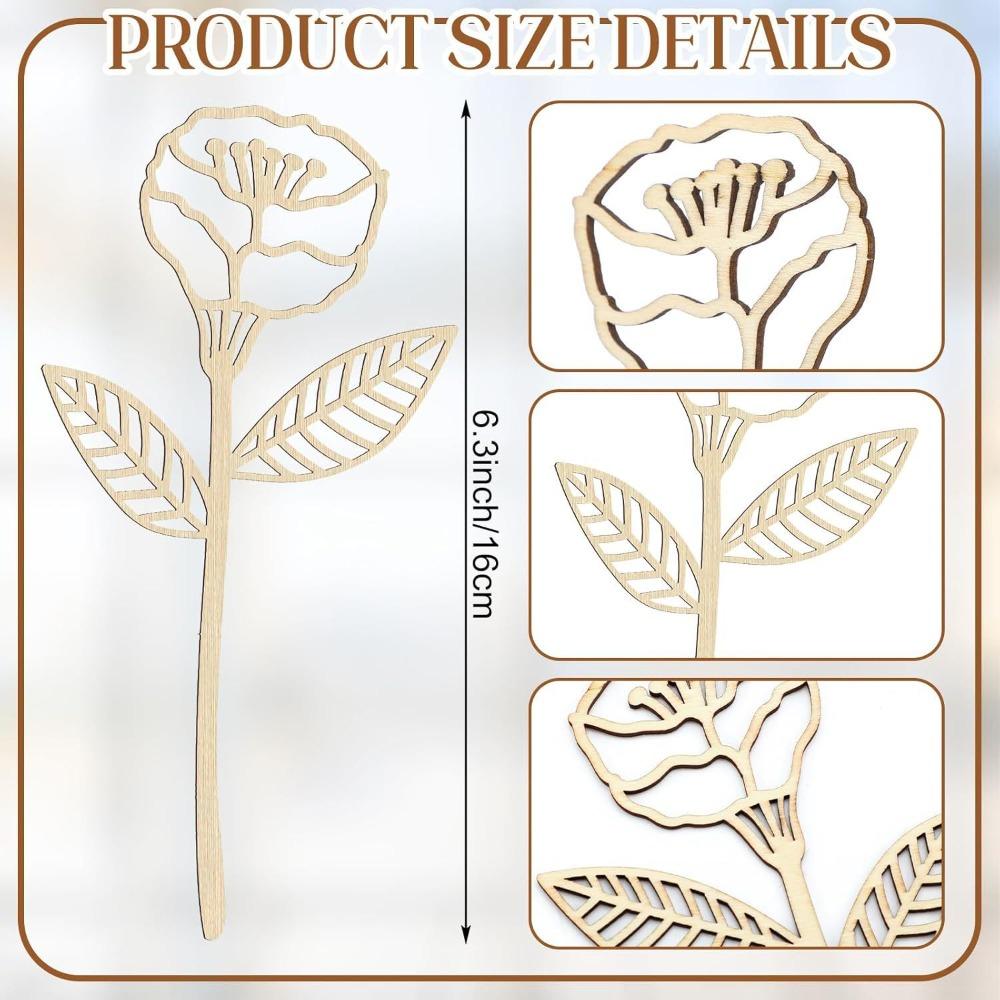 18/36pack Wooden Wildflower Decorative Set DIY Wooden Openwork Flower Arrangement YYH264