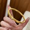Gold Plated Sandblasted Bangle: Women's Luxury Simulated Gold Wedding Bracelet