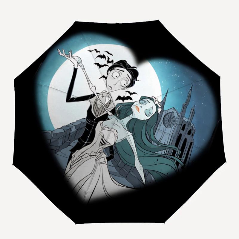 

1pc Corpse Bride 8-Ribs Sturdy Frame, Automatic Open/Close, Durable & Colorful Ideal for Beach, Travel, And All Seasons, 10183