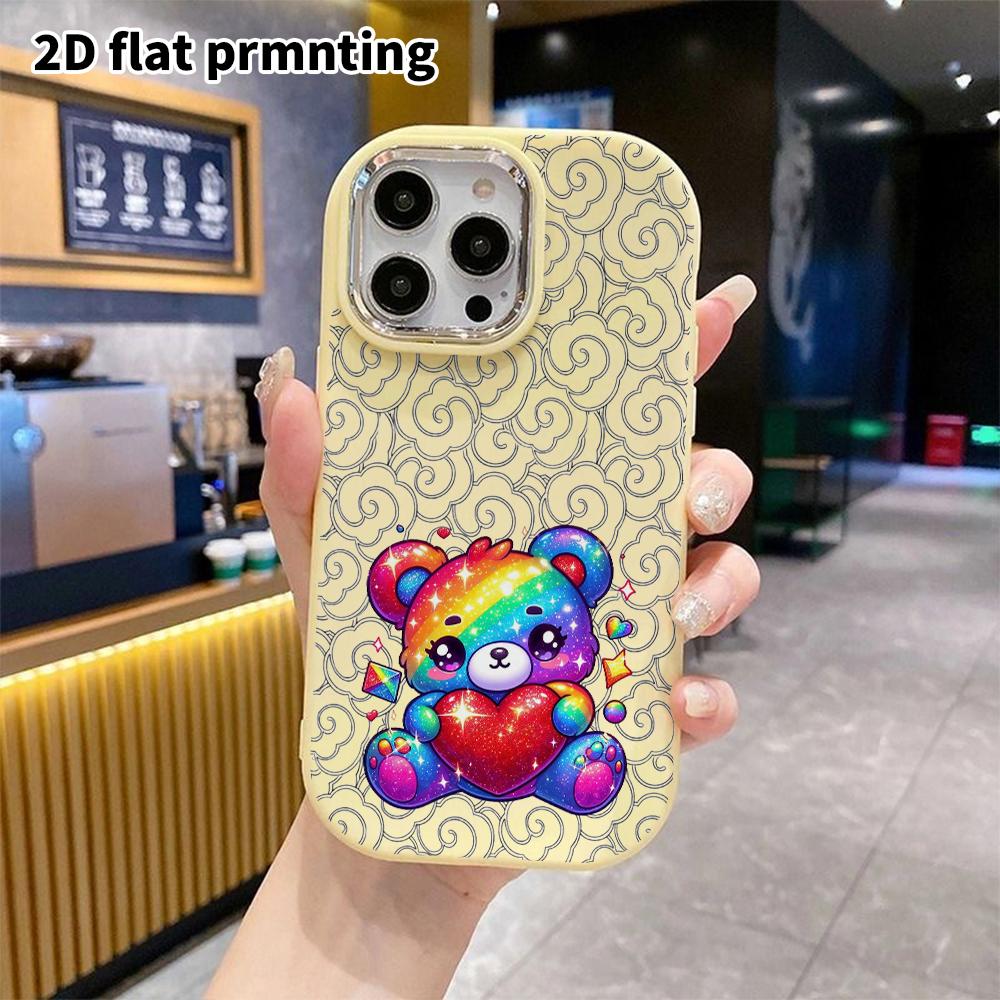 Phone Case: 2D Flat Design Suitable for iPhone 18 17 16 15 14 13 Pro Protective Case, Couple Style, Rainbow Bear, Christmas and Halloween Gift