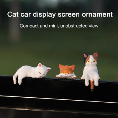 5 Pcs Cat Ornament Resin Hand-Painted Mini Cat Figurine Collectible Miniature Cat Sculpture for Car