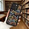 Colorful Cat Pattern with Black Cat Soft TPU Phone Case for iPhone 17 16 15 14 13 12 11 Pro Max Plus Shockproof Anti-Slip Cover