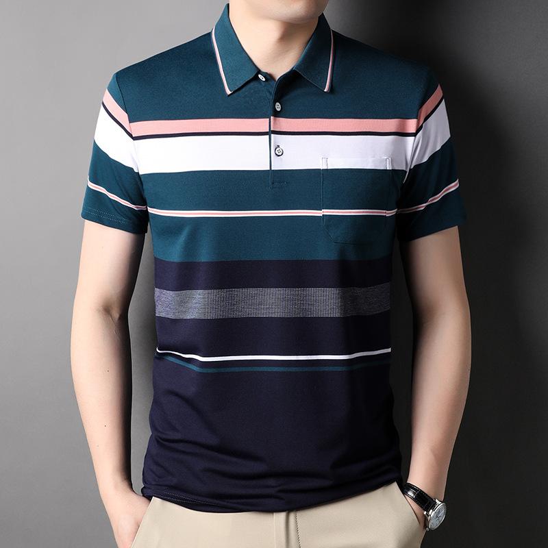 Medium Men'S T-Shirt Short-Sleeved Thin Dad Summer Lapel Top Polo Shirt Clothes