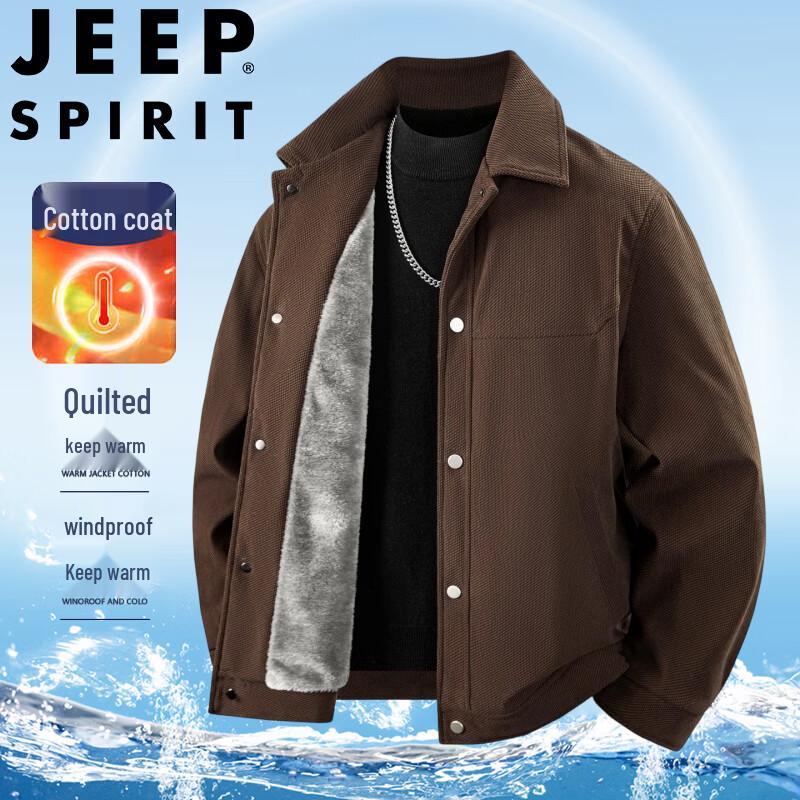 

JEEP SPIRIT Men s Fleece Lined Turn-down Collar Padded Jacket 6XL