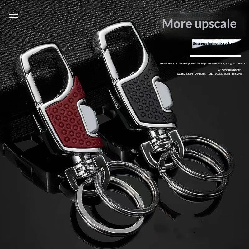 Premium Zinc Alloy Keychain Durable Anti Slip Handle Double Rotating Rings For Daily Use Car Owners