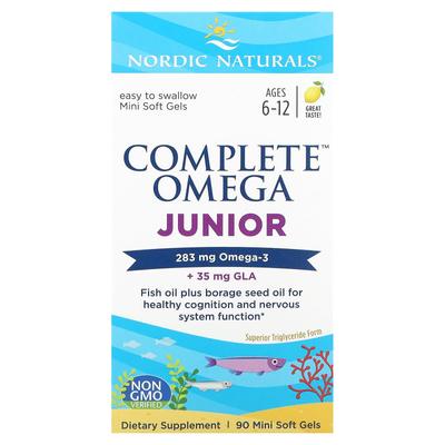 Complete Omega Junior, Alter 6–12, Zitrone, 283 mg, 90 Mini-Softgels