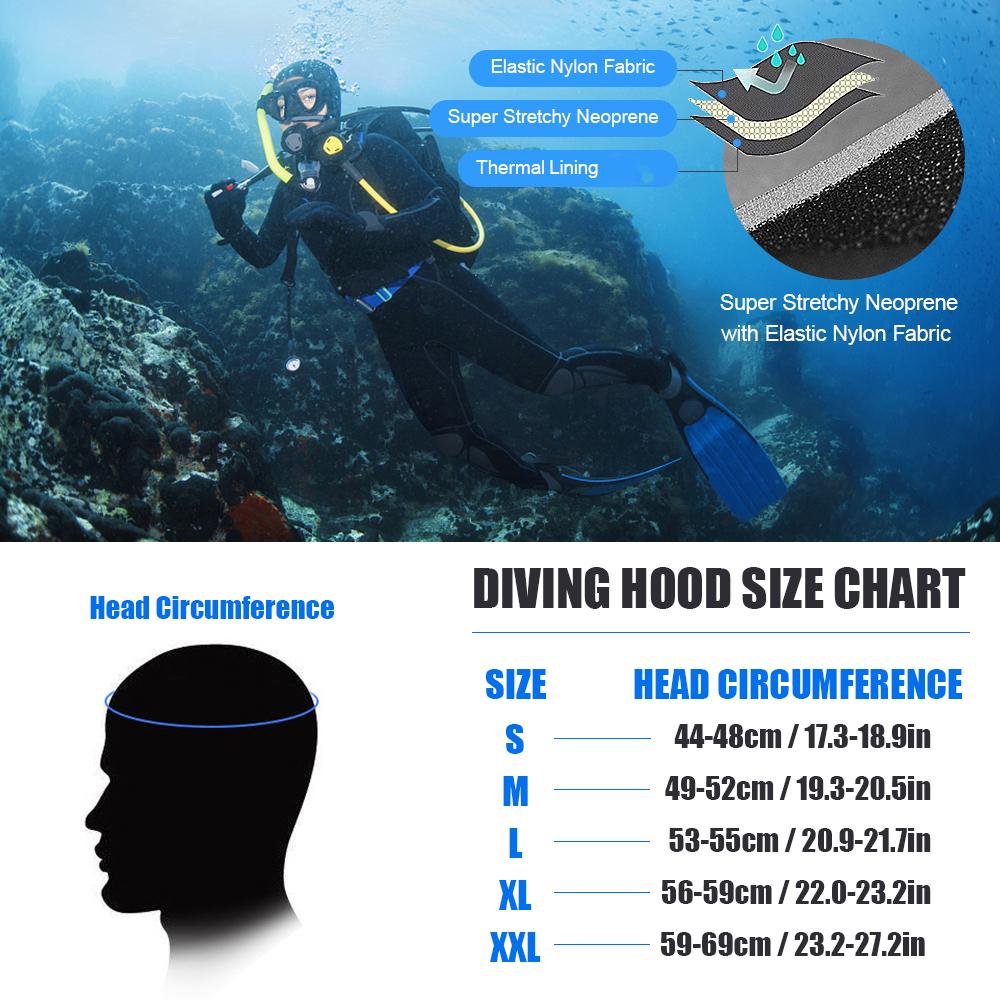 Diving Hat 3mm Neoprene Beach Water Hat Thermal Wetsuit Cap High Elastic Cap for Snorkeling Sailing Swimming