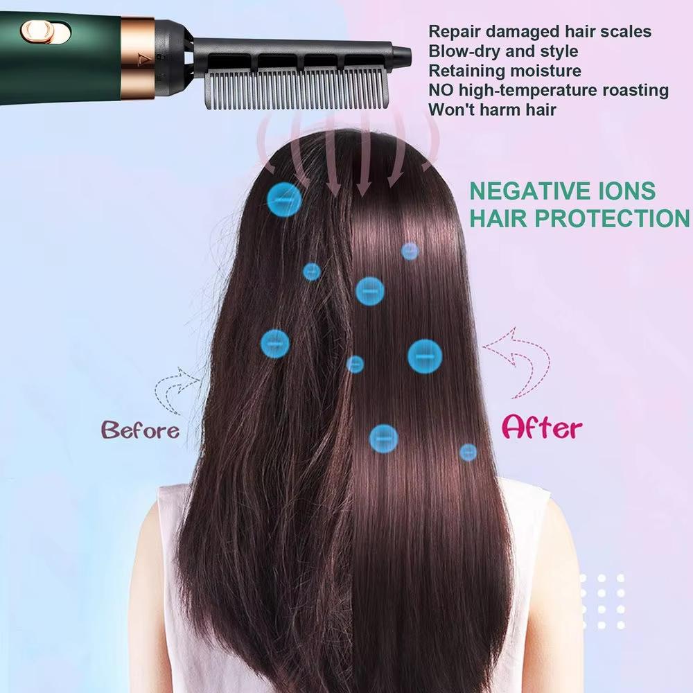 3-in-1 Haartrockner Tragbarer Kamm Ionischer Haarstreckbürste Heißluft Locken für Haarroller Föhn Schnelltrocknender Haarwickler Lockenwickler