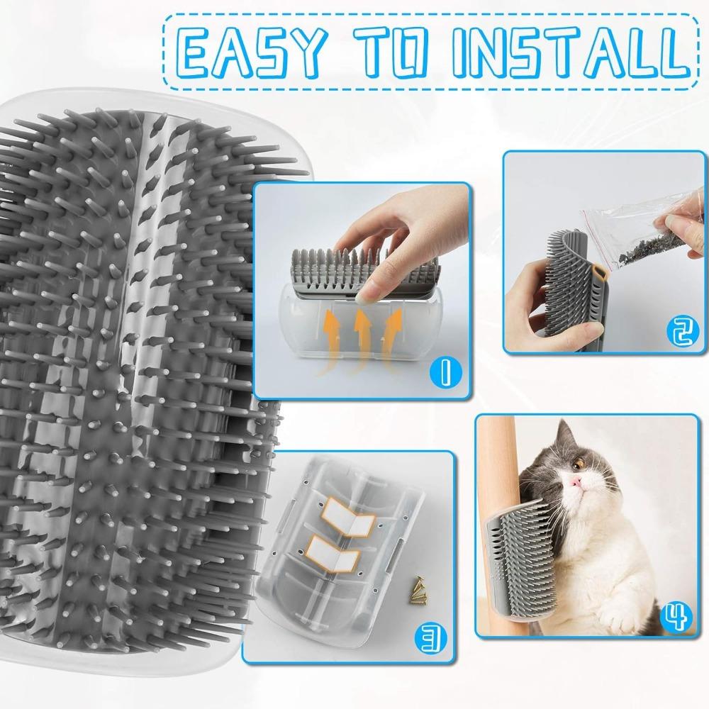 1/2 Pack Wall Corner Cat Groomer, Massage Combs for Short  Long Fur Face Scratcher and Softer Massager Toy for KittensPuppies