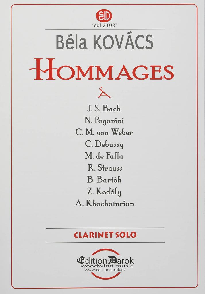 Bella Homage To Khachaturian Daroc Publishing Wittner, Kováček Bach, Paganini, Weber, Debussy, Falla, R. Strauss, Bartók, Kodály, (clarinet Solo)