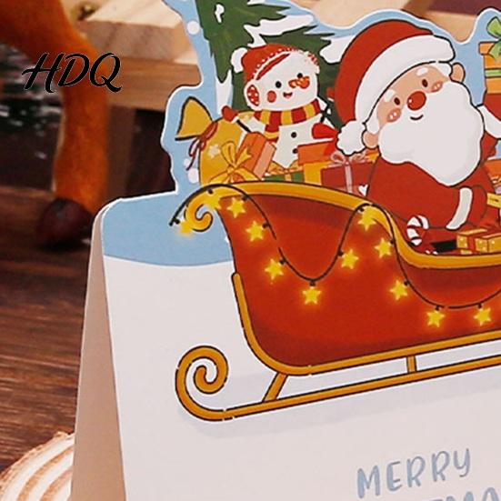 Holiday Souvenirs 10 Pcs 3D Christmas Greeting Card Cute Tree Santa Snowman Claus Cards Wreath Design for Festive Messages Wishes