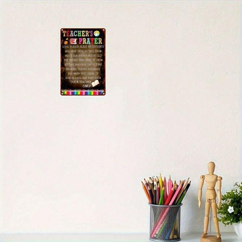 Tin Sign Retro Prayer Wall Art, Teacher Gift Living Room Decor