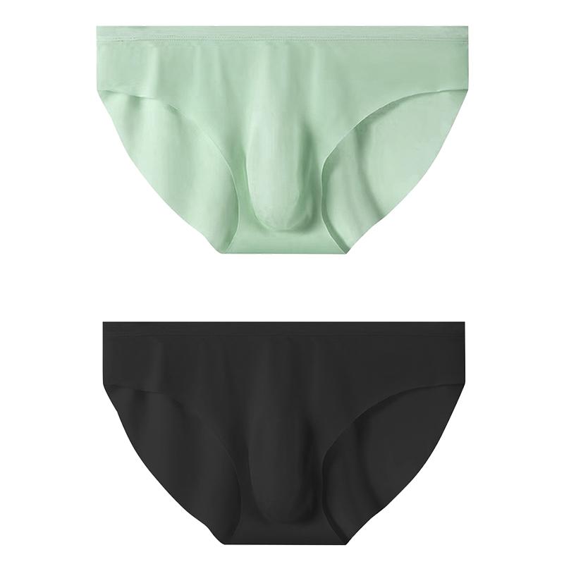 2 Pcs Ice Silk Seamless Briefs For Men Ultra-thin Breathable Stretchable Underpants Fashion Comfortable Underwear L-3XL