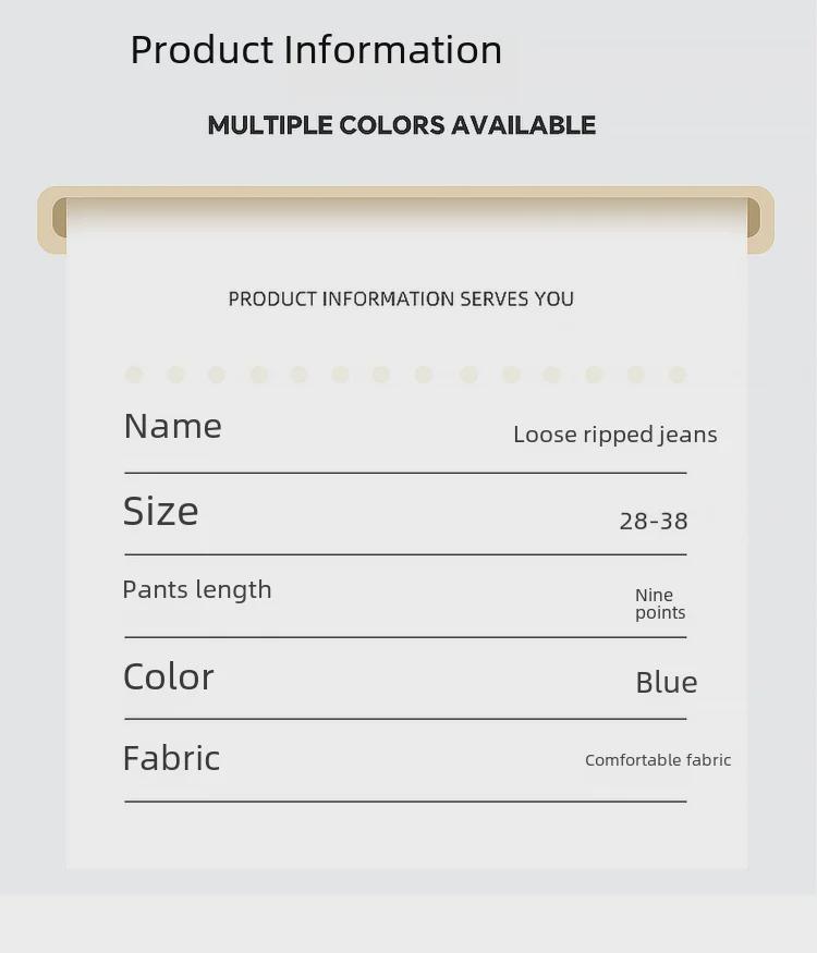 Jeans da uomo alla moda effetto used a nove punti: Casual, Strappato, Ampio, Vestibilità Affusolata per Primavera & Autunno