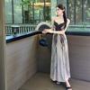French High-end Temperament Cutting Hand-painted Ink and Wash Butterfly Dress Women's Light Luxury Spice Girl Suspender Long Dress A-shaped Skirt
