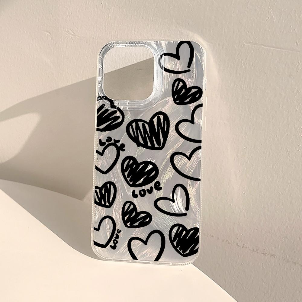 Minimalist Pink Love Cute Case For iPhone 16 17 Pro Max Cases iPhone 11 12 13 ProMax 14 15 16 Plus 8 XS XR Shockproof Drop Cover