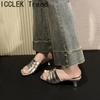 Fashion Summer Fashion Open Toe Women Slippers  Fashion Square Heels Banquet Slides Female Shoes Zapatos De Mujer