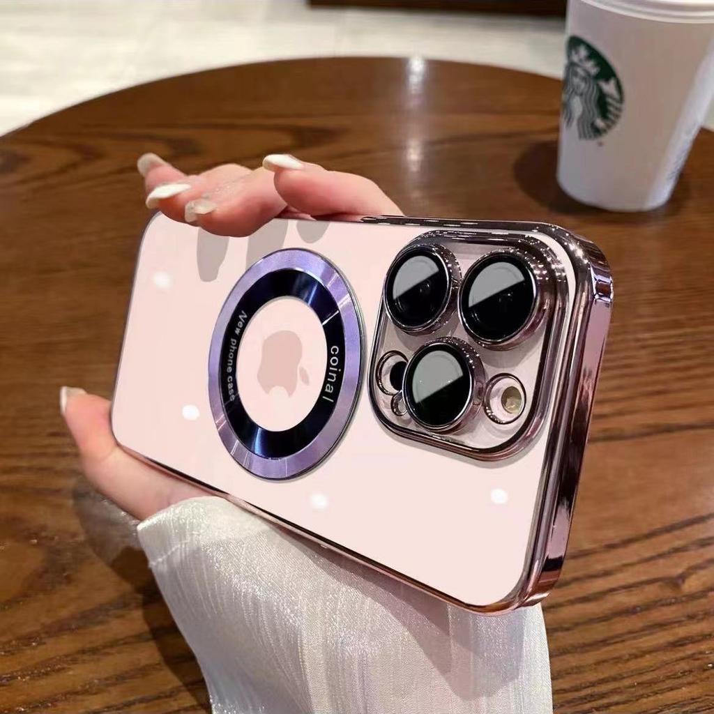 Electroplated Magnetic Magnifying Glass for iPhone17PRO Mobile Phone Case Missed Label Magnetic Lens Film Transparent Apple 16