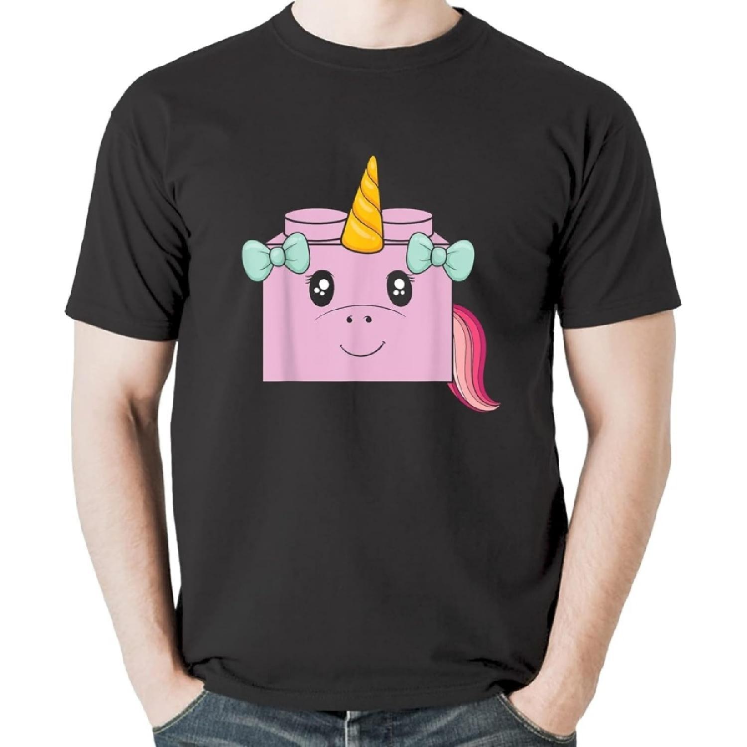 Unicorn Lover Master Builder Bricks Building Blocks T-Shirt Sweatshirt Hoodie Tanktop for Men Women Kids Black S