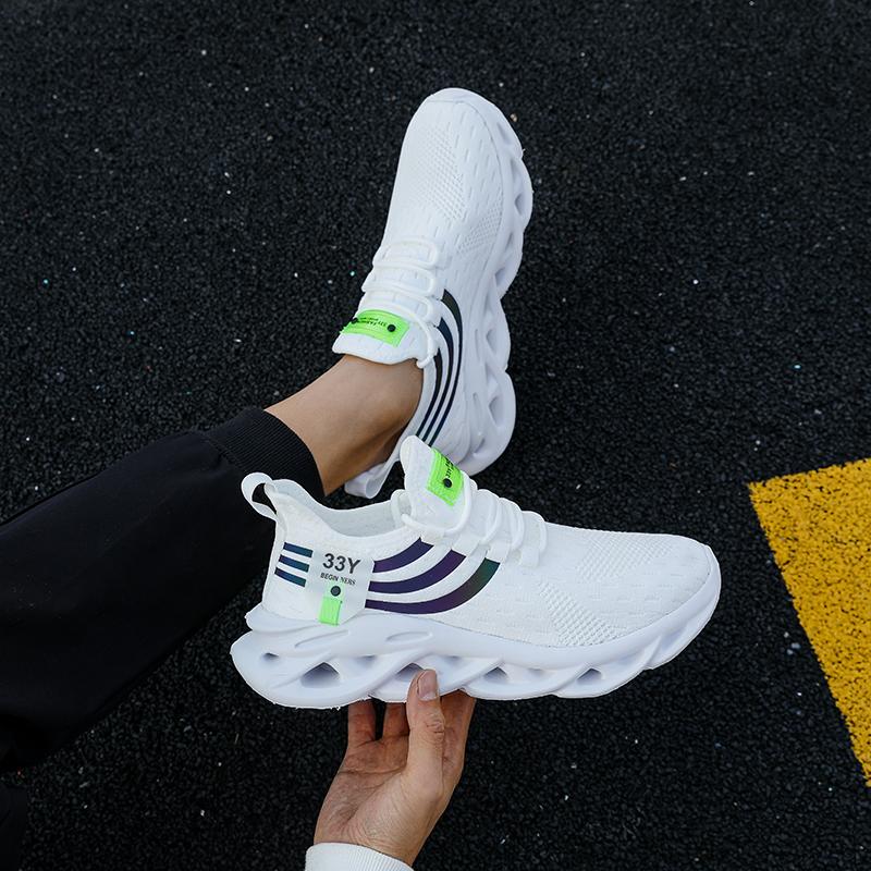 Summer Men's Thick Soled Mesh Sneakers Lightweight Outdoor Fashion Jogging Lace up Fitness Shoes Comfortable Tennis Hiking