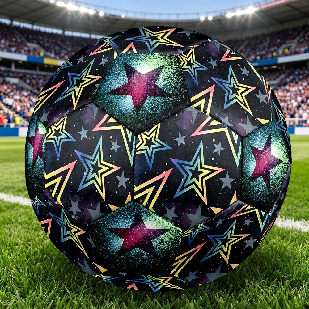 1PC Colorful Starry Night Galactic Star Soccer Ball Size 5 Football Machine Sewn Indoor/Outdoor Universal Football Gift W107