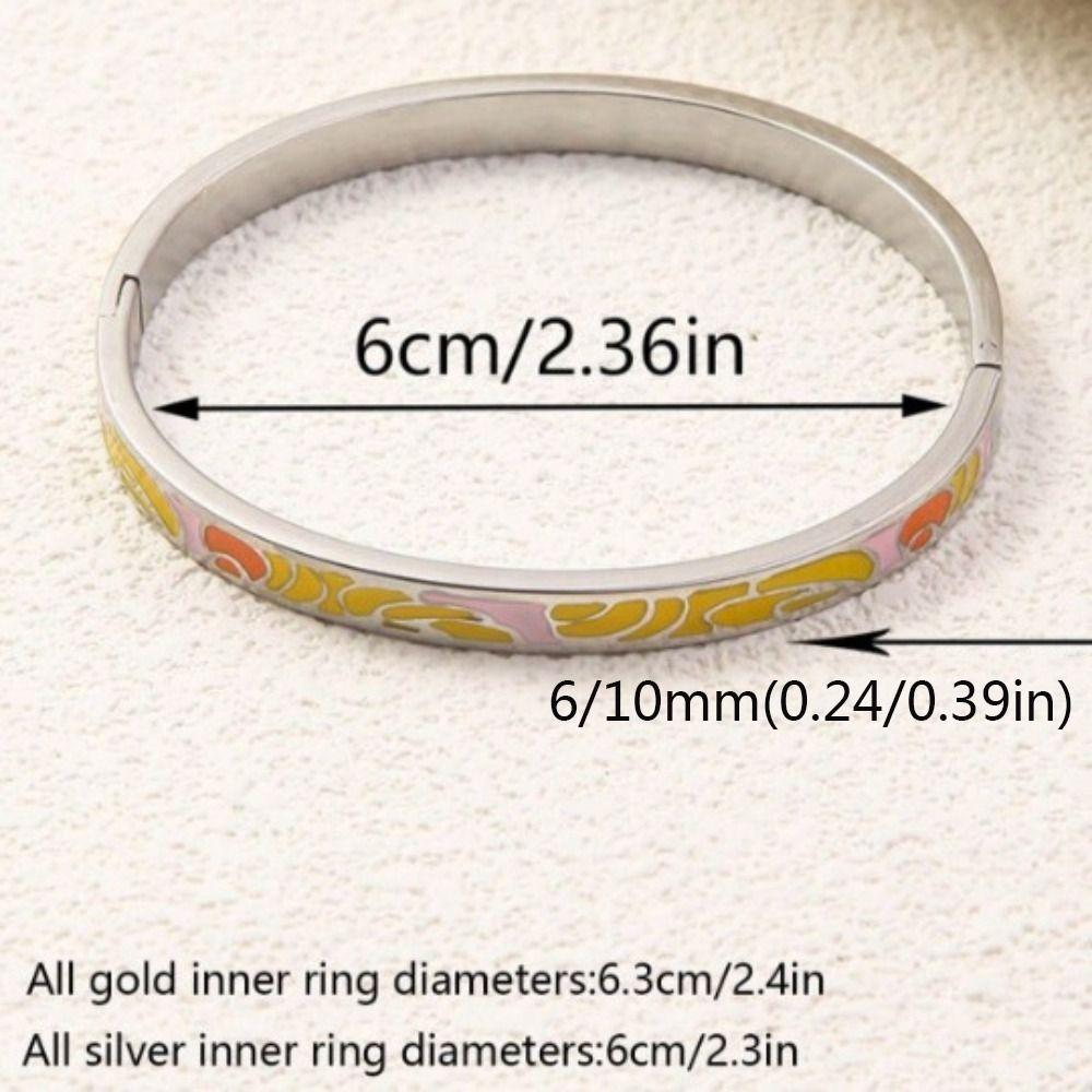Stainless Steel Chinese Enamel Bracelet Chic Women's Hand Bracelet  Gifts for Women Girl