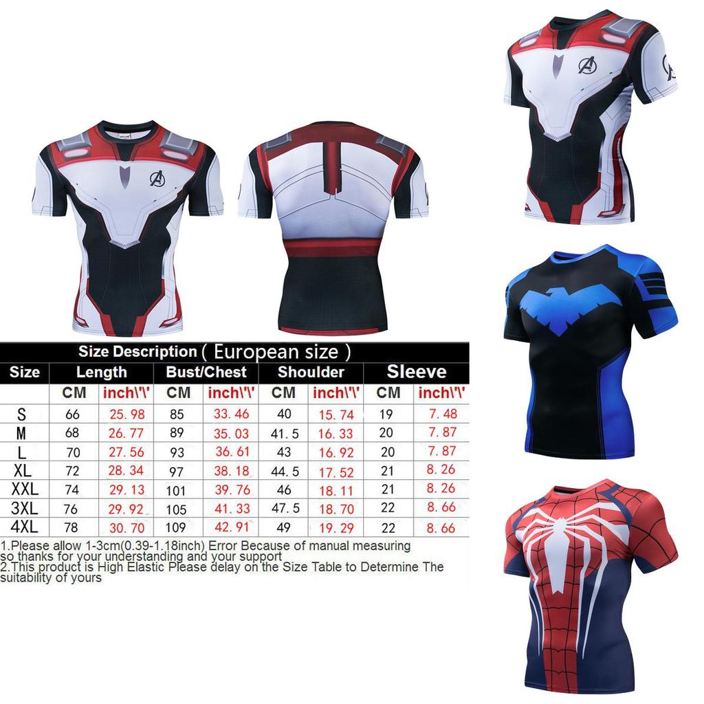 Superhero Spiderman Batman 3d Print Gym T-shirt For Men Stylish Fitness Tee