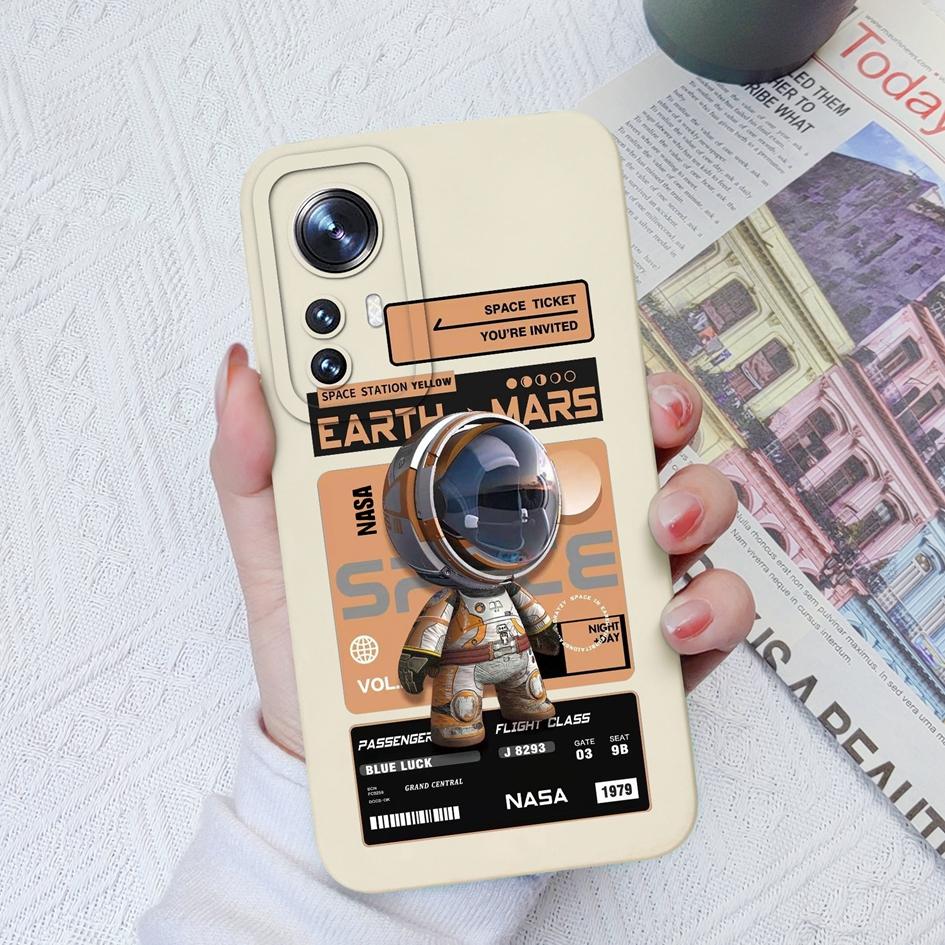 For Xiaomi 12T 12S Ultra 10T 11T 10 11 12 13 Lite 11X Pro Deksel Mote Astronaut Kamerabeskyttelse Firkantet Flytende Silikondeksel For Xiaomi Støtfanger