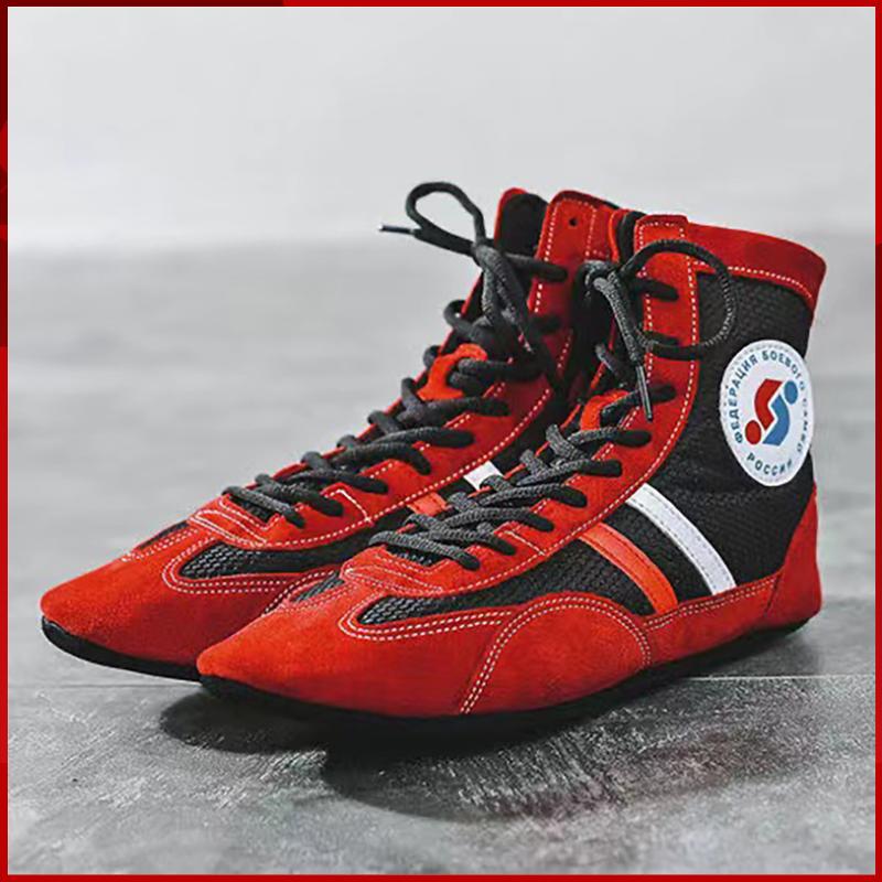  Adult Kid Soft Sole Reversed Suede Sangbo Wrestling Boxing Boots Size 30-44 Fight Shoe Training Competition Sneaker