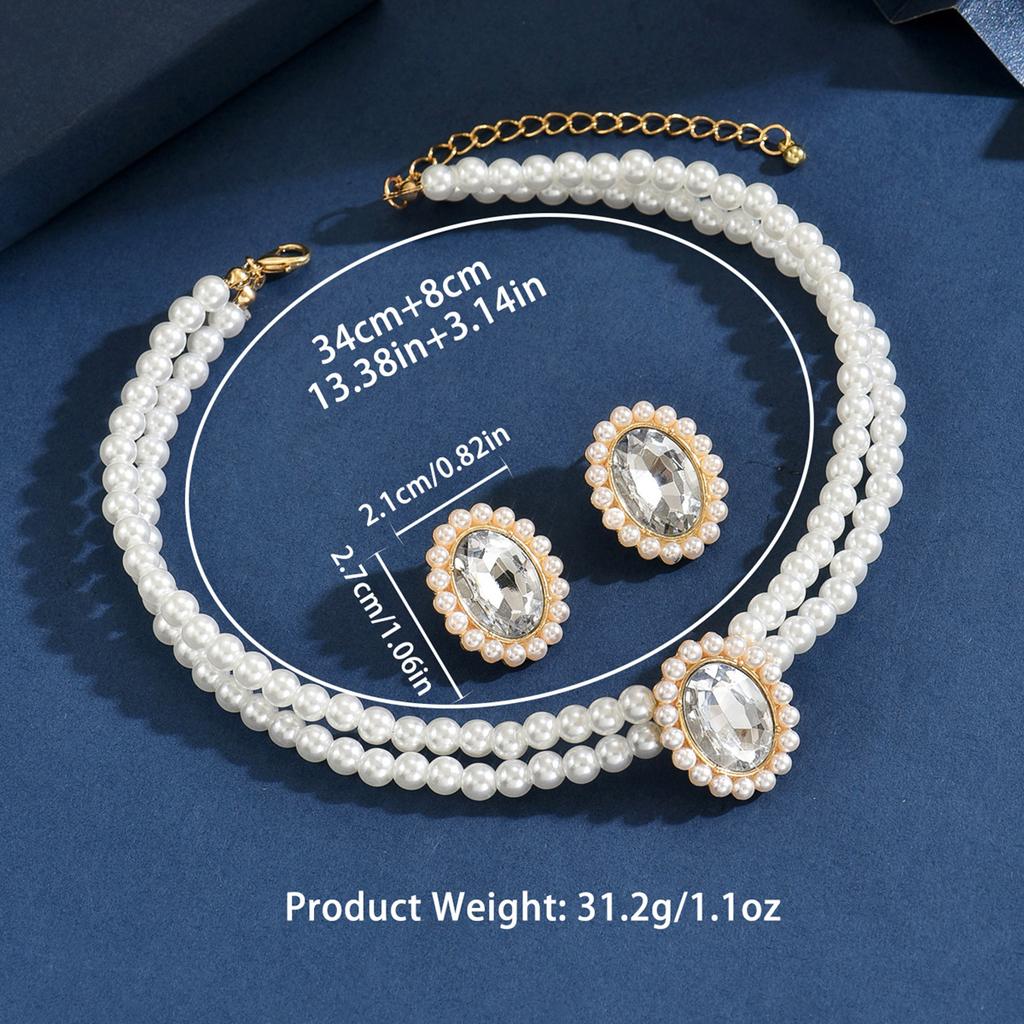 3PC Women's Fashion Imitation Zircon Necklace Earrings Zircon Set Suitable for Wedding, Party, Festival Gifts