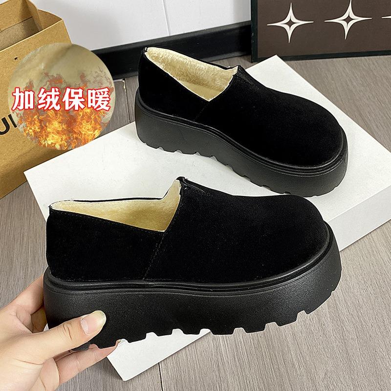 

Retro muffin thick-soled one-pedal women s winter new small men wear versatile loafers 40