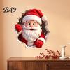 Holiday Wall Stickers for Cabinets 3D Christmas Santa Claus Stickers, Self Adhesive PVC Decals with Realistic Breaking Festive Murals Bedroom Effect,