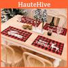 Festive Christmas Red Black Plaid Embroidered Letter Table Mat For Holiday Cheer