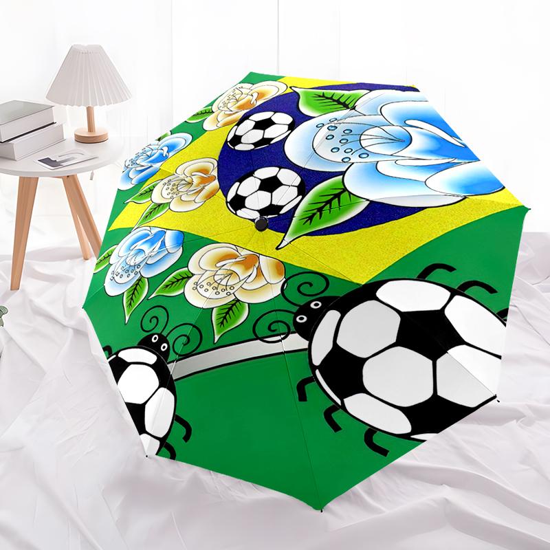 

1pc Football team Umbrella Portable Folding Umbrella Iron Frame Hole Bone Structure Outdoor Home Umbrella разноцветный
