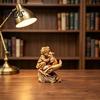 Handcrafted Wooden Statues Fairy Tale Little Boy and Fox Figurine, Rustic Desktop Statue, Artistic Carved Christmas Gift Ideas Sculpture Ornament for