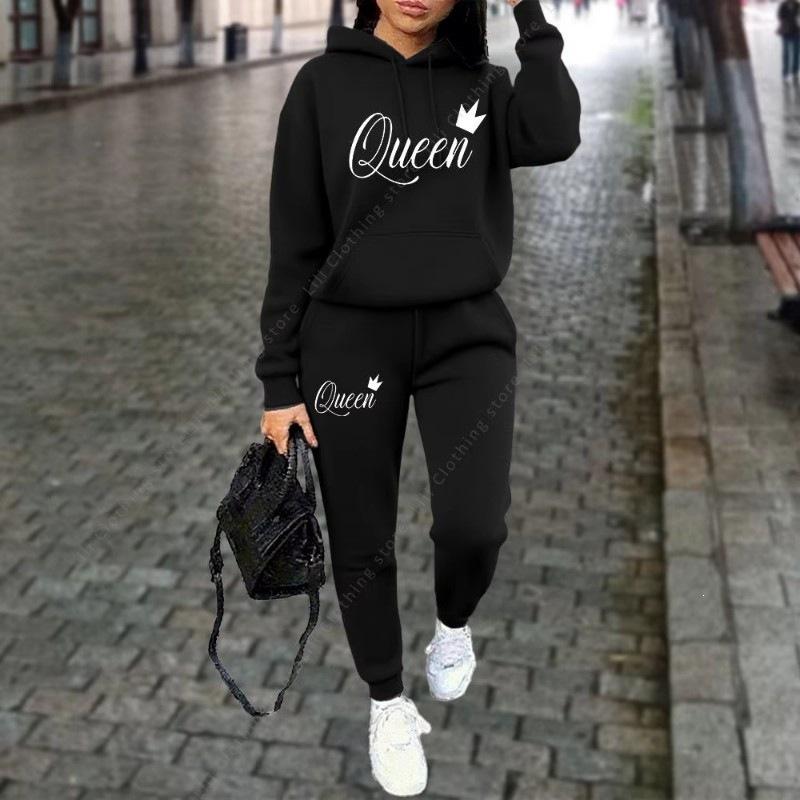 Burgundy Simple Hooded Sweater Corset Sweatpants Casual Two-piece Suit Women