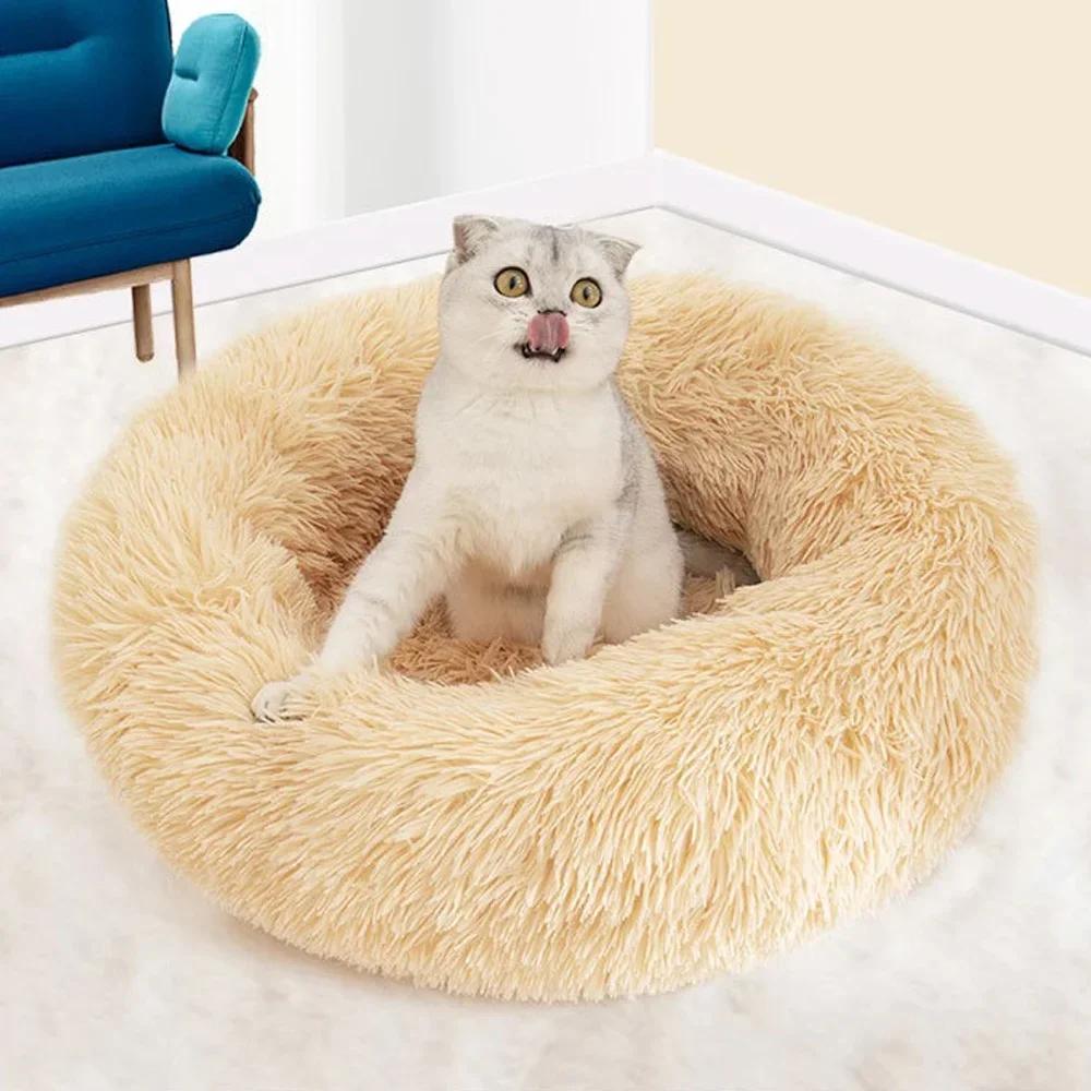 Plush Pet Bed for Dog, XXL Round Mat for Small and Medium Animals, Dog Accessories for Large Dogs, Calming Cat's House