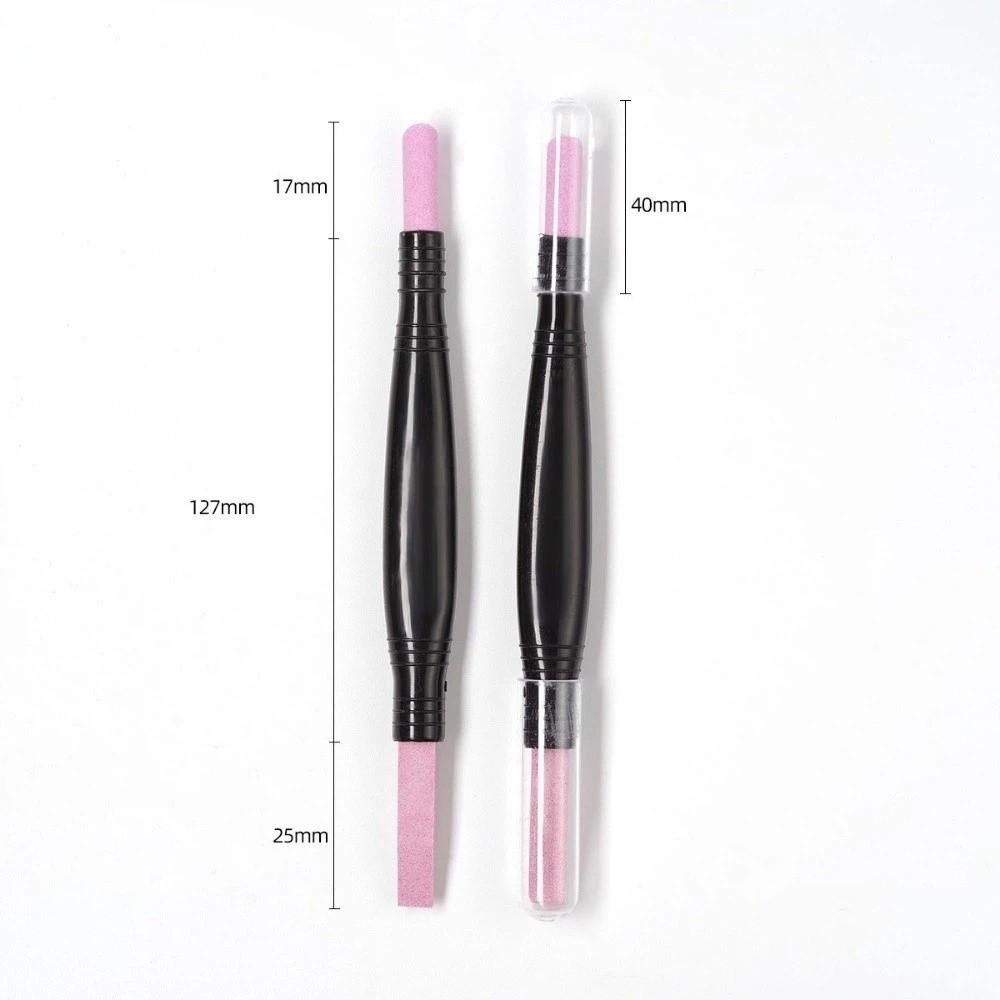 Dual-Ended Nail File Reusable Nail Pusher Pen Portable Quartz Scrub Stick  Nail Care Tool
