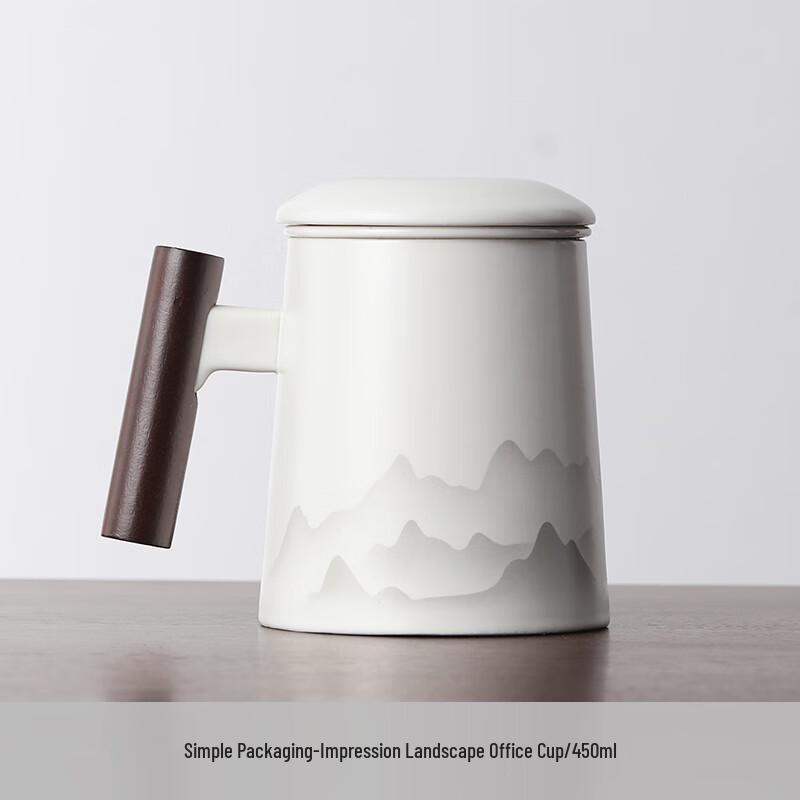 Shangyanfang Mutton Fat Jade Porcelain Tea Infuser Office Cup