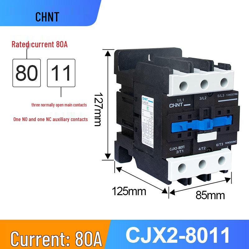 Zhengtai Kunlun AC Contactor CJX2-1210, 220V/380V, 3-Phase, NO/NC